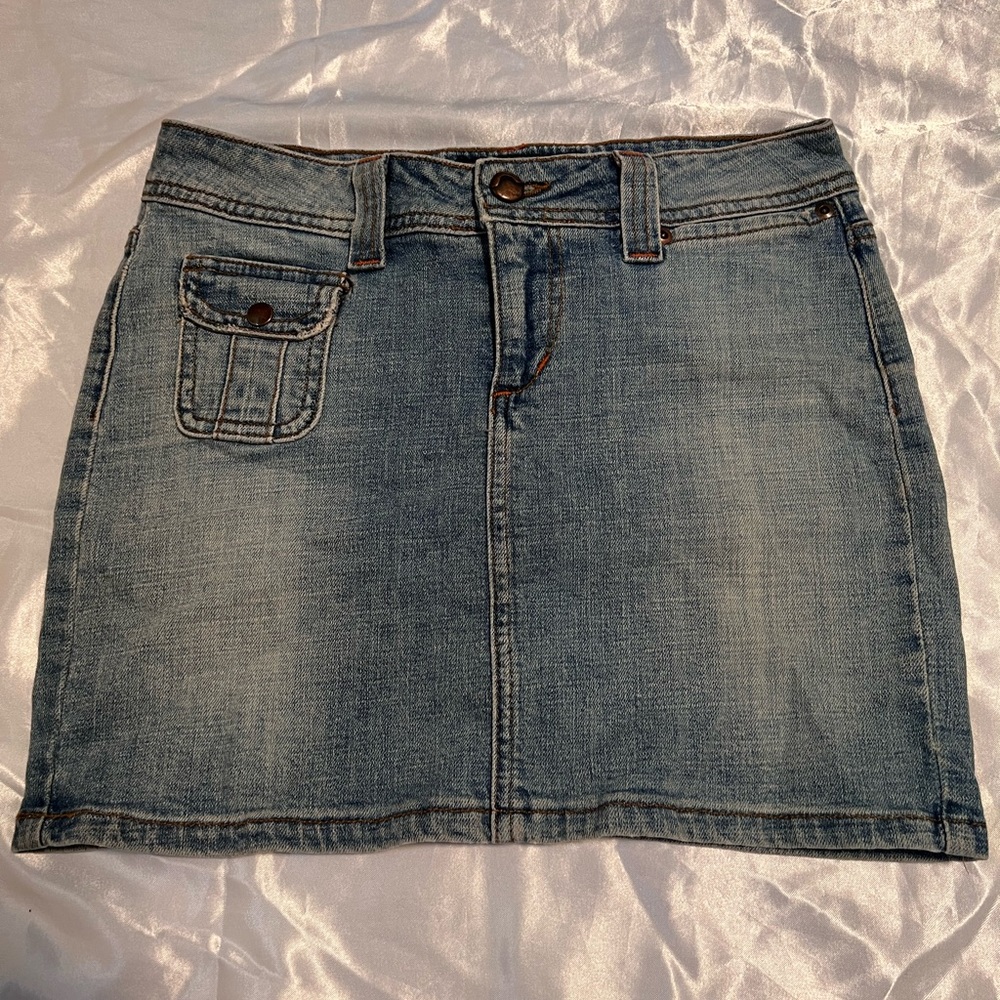denim mini skirt